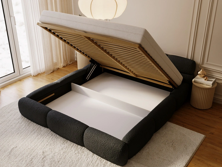Polsterbett mit Bettkasten und Bettrost 200x200 Sweet Low Schwarz