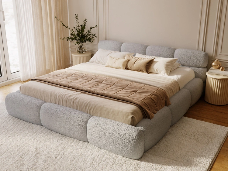 Polsterbett mit Bettkasten und Bettrost 180x200 Sweet Low Grau