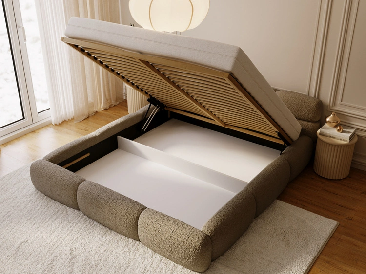 Polsterbett mit Bettkasten und Bettrost 200x200 Sweet Low Braun