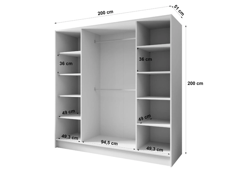 Kleiderschrank 200 cm Perugia Kaschmir mit goldenen Griffen