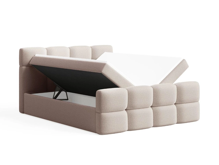 Boxspringbett mit Bettkasten 140x200 Rivon Beige