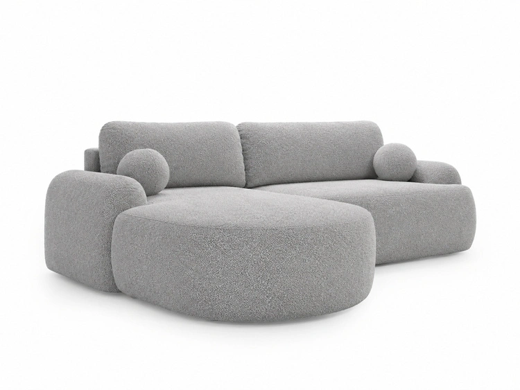 Ecksofa L-Form Links mit Schlaffunktion und Bettkasten Aurio Grau