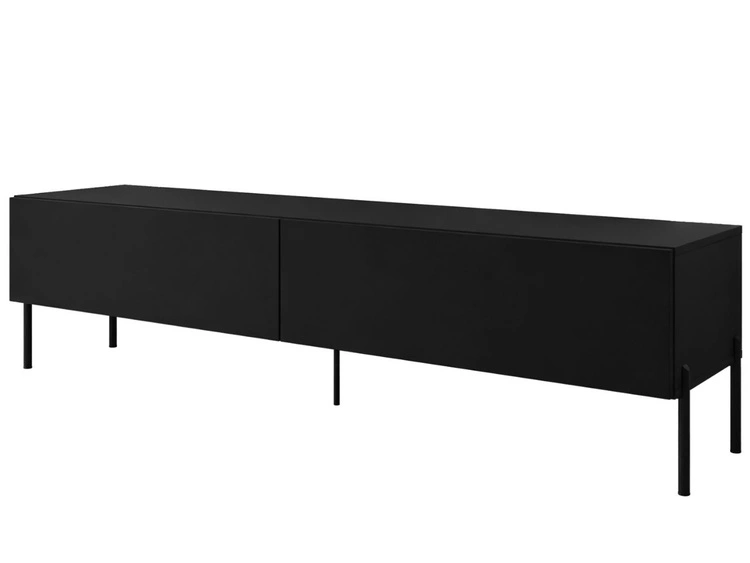 TV-Lowboard mit Türen auf Schwarzen Metallbeinen 175 cm Sorelle Schwarz Matt