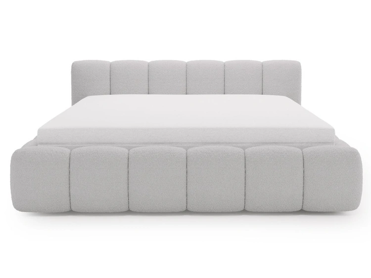 Polsterbett ohne Bettkasten mit Lattenrost 140x200 Cloud Low aus Bouclé-Stoff Grau