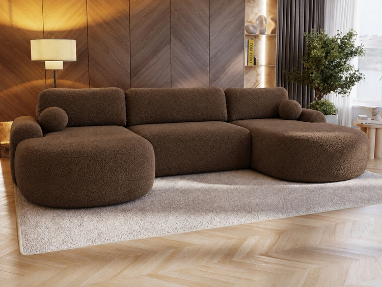 Wohnlandschaft mit Schlaffunktion und Bettkasten Aurio Braun