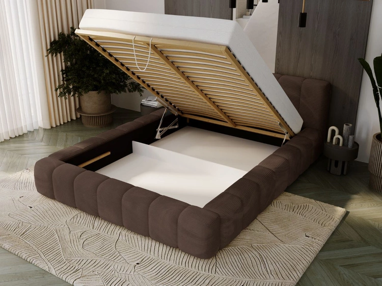Polsterbett mit Bettkasten und Lattenrost 180x200 Ibiza Braun