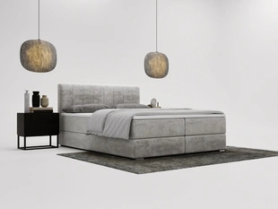 Boxspringbett mit Bettkasten 160x200 Forte Hellgrau