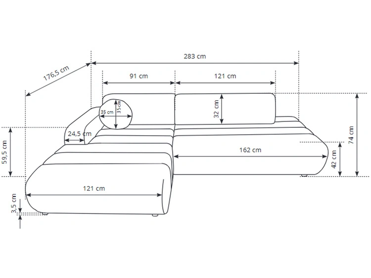 Ecksofa L-Form mit Schlaffunktion und Bettkasten Lisso Links Terrakotta