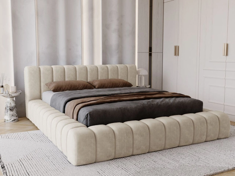 Polsterbett mit Bettkasten und Lattenrost 160x200 Italia Beige