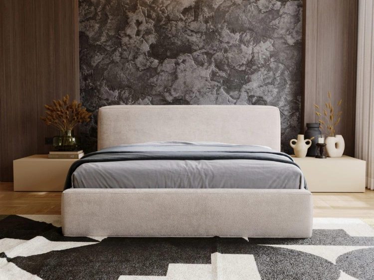 Polsterbett mit Bettkasten und Lattenrost 120x200 Monza Beige