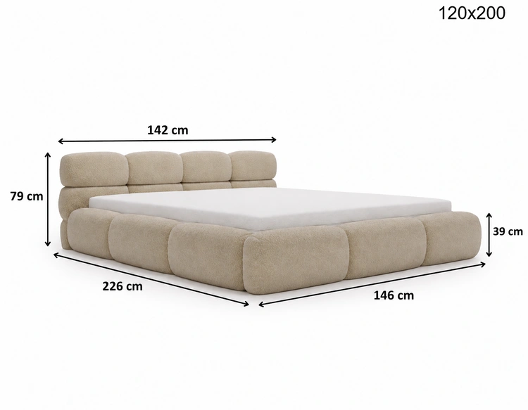 Polsterbett mit Bettkasten und Bettrost 120x200 Sweet Low Braun
