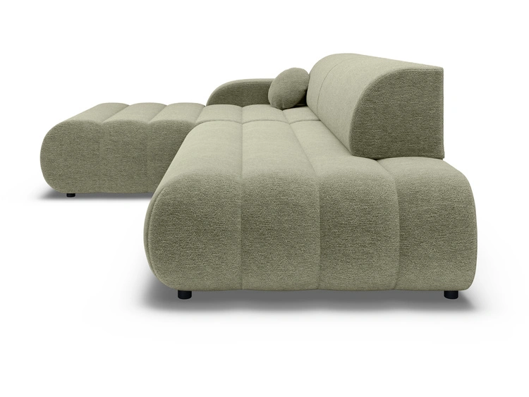 Ecksofa L-Form mit Schlaffunktion und Bettkasten Lisso Links Grün