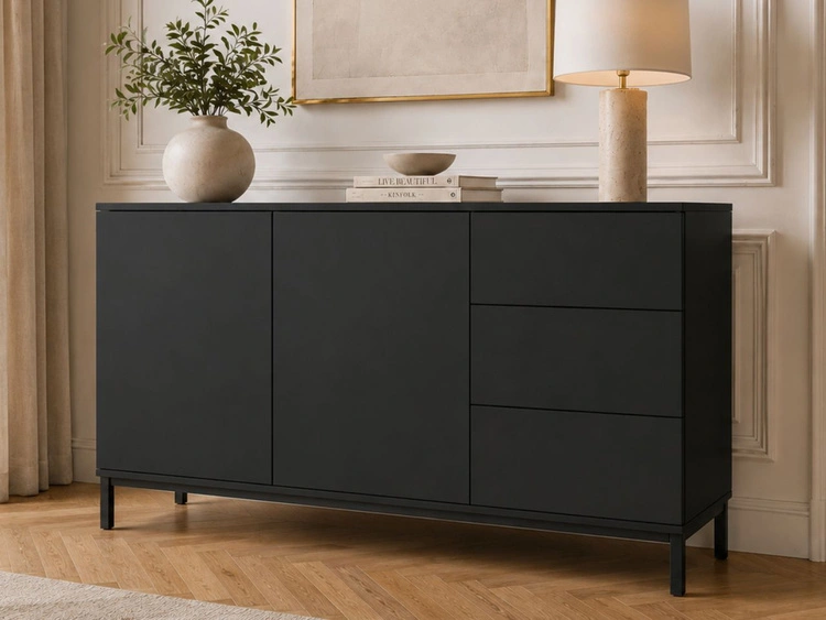 Kommode mit Türen und Schubladen Soroko Schwarz