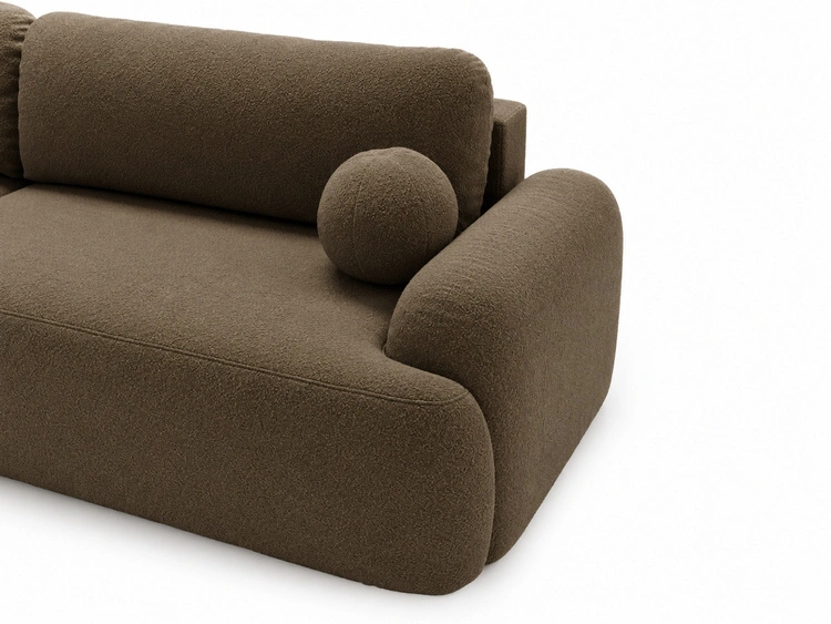 Ecksofa L-Form Links mit Schlaffunktion und Bettkasten Aurio Braun
