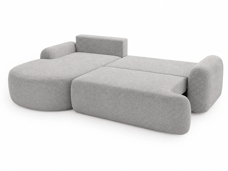 Ecksofa L-Form Links mit Schlaffunktion und Bettkasten Aurio Grau