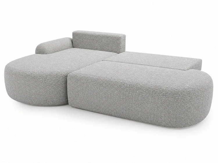 Ecksofa L-Form Links mit Schlaffunktion und Bettkasten Aurio O Grau