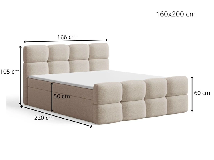 Boxspringbett mit Bettkasten 160x200 Rivon Beige