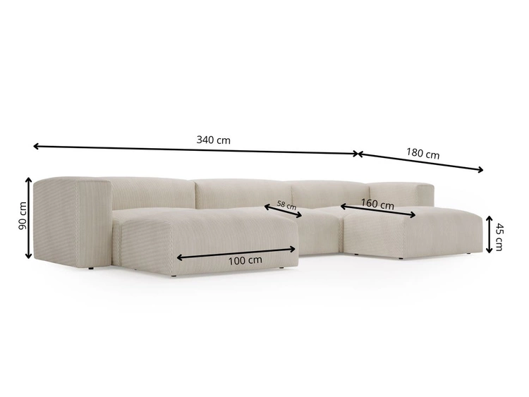 Wohnlandschaft Universell Moderne Cord Ecksofa Landi Grün
